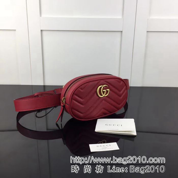 GUCCI古馳原單 新款專櫃品質高仿原單貨實物實拍 476434繡線 大紅腰包 HY1108